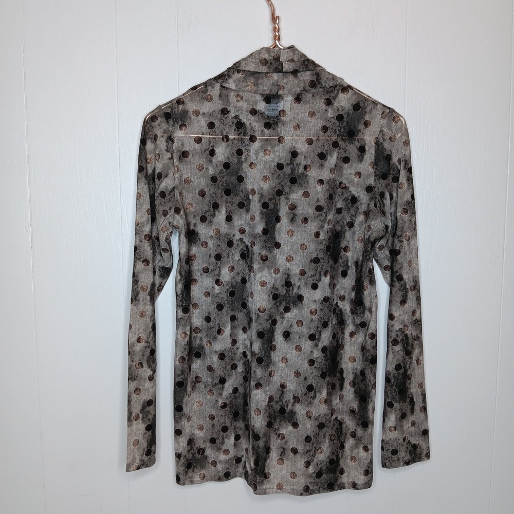 Alembika Oriel Mesh Turtleneck Top Womens Sz 0 Aquarelle Vetvet Dots Long Sleeve - Picture 9 of 10
